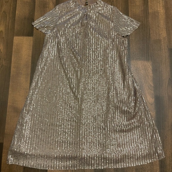 Silver Sequin A-Line Mini Dress for Cocktail - Picture 7 of 16
